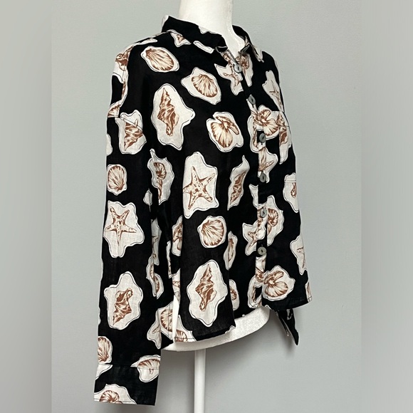 Nicole Miller Women’s Long‎ sleeve 100% Linen Size M Button Front Shell Top - Picture 7 of 9